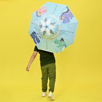 Blue Dino, Unique Mexican Hat Style Kids Umbrella, 5-12 years, Blue