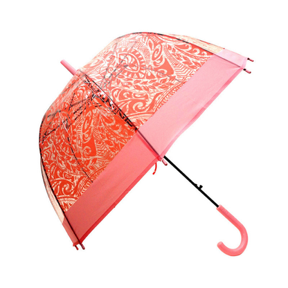 Self Print Pink Transparent Umbrella for Kids and Teens, 8Years - 15Years