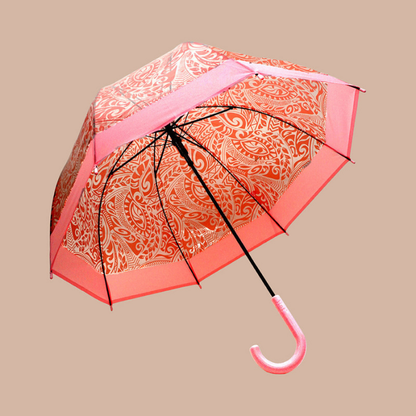 Self Print Pink Transparent Umbrella for Kids and Teens, 8Years - 15Years
