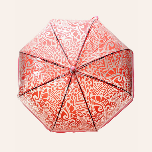 Self Print Pink Transparent Umbrella for Kids and Teens, 8Years - 15Years