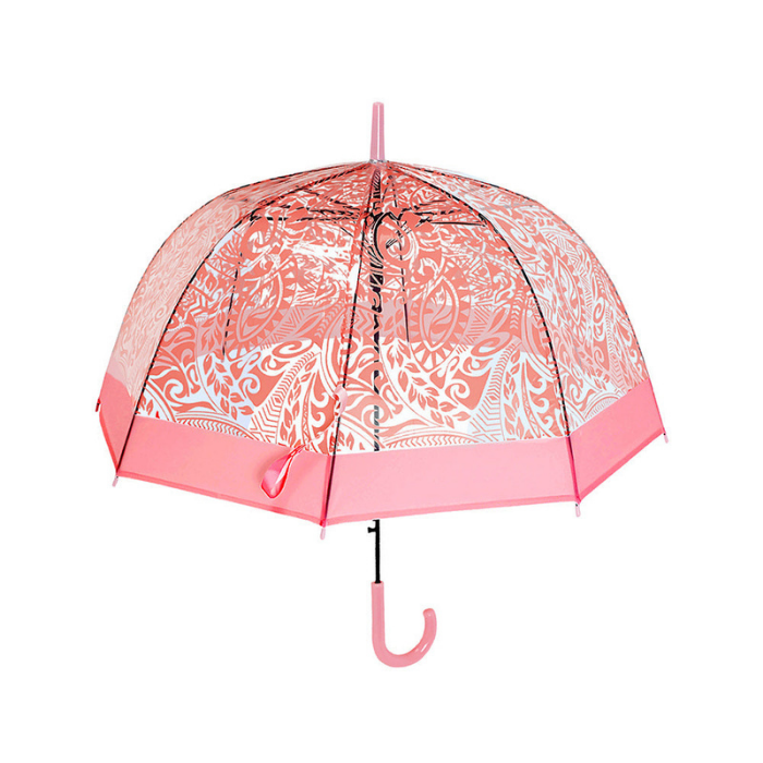 Self Print Pink Transparent Umbrella for Kids and Teens, 8Years - 15Years