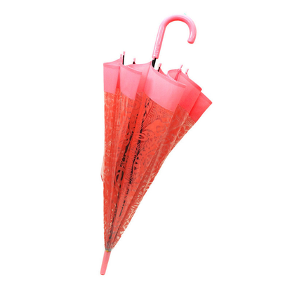 Self Print Pink Transparent Umbrella for Kids and Teens, 8Years - 15Years