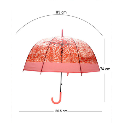 Self Print Pink Transparent Umbrella for Kids and Teens, 8Years - 15Years