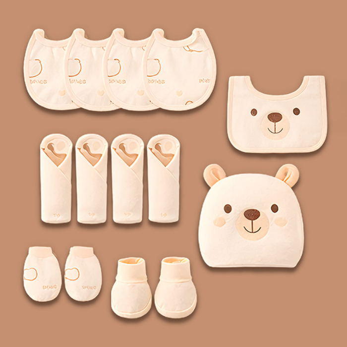 21pcs Woodland Bear Totebag Hamper for Newborn Baby Boy / Baby Girl, Giftset for Baby, All Season wear, 0-12 months