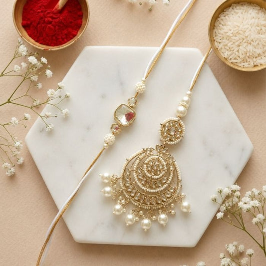 Chandni Kundan Rakhi and Lumba Set