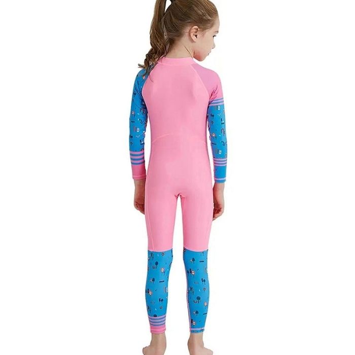 Full Sleeves Kids Swimwear Pink and Blue Transport theme, UPF 50+ with Free Washbag