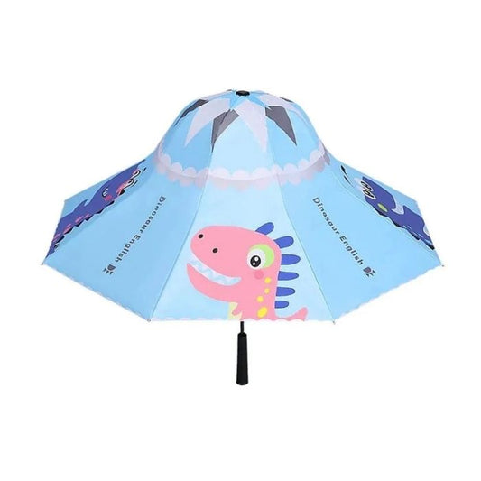 Blue Dino, Unique Mexican Hat Style Kids Umbrella, 5-12 years, Blue