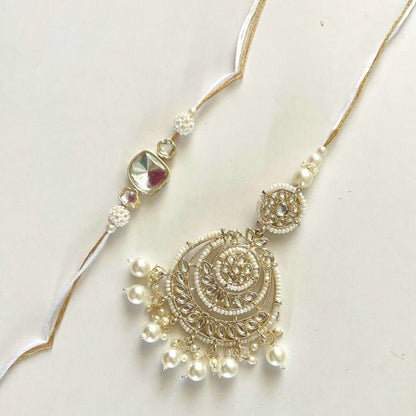Chandni Kundan Rakhi and Lumba Set