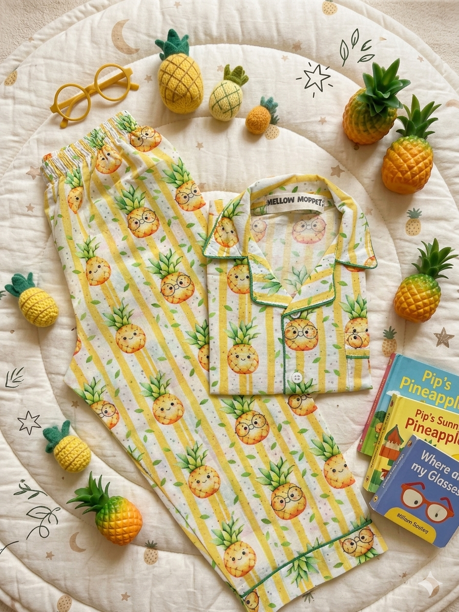 Pineapple Peekaboo Full Sleeves Nightsuit