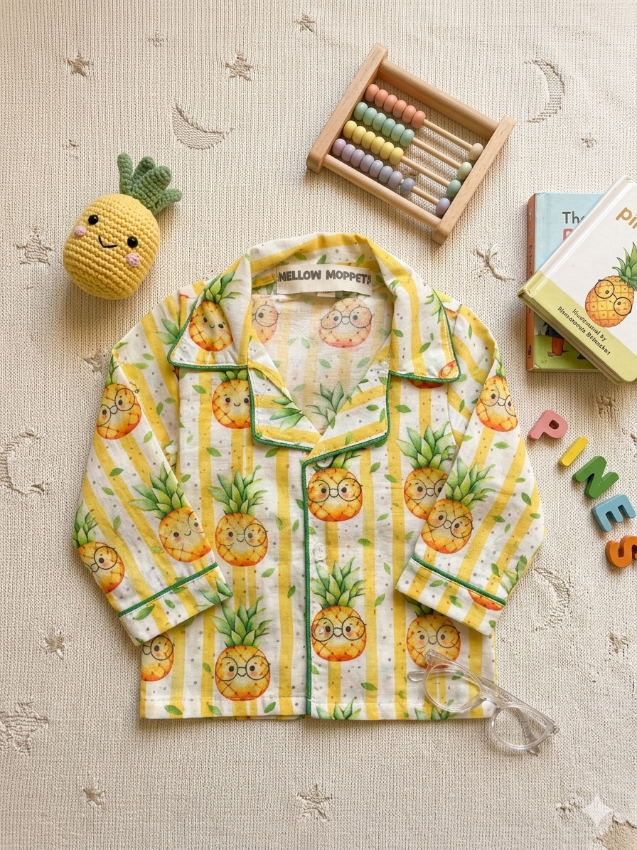 Pineapple Peekaboo Full Sleeves Nightsuit