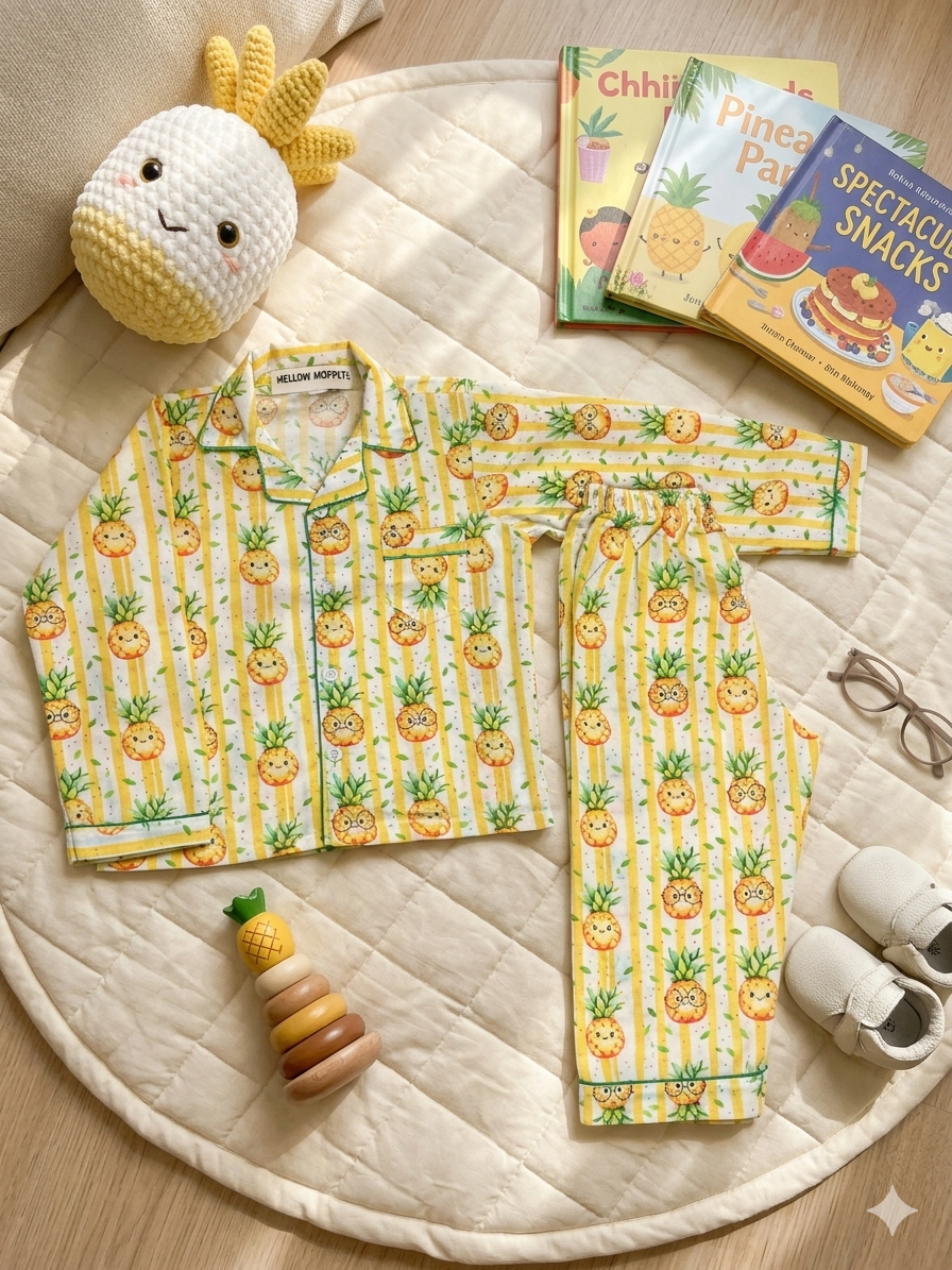 Pineapple Peekaboo Full Sleeves Nightsuit
