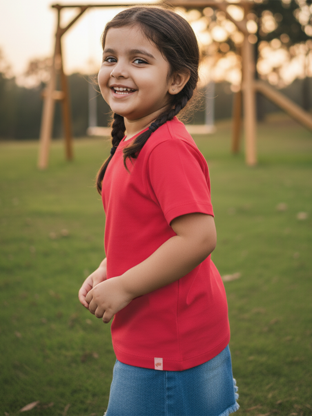 Everyday Basics: 100% Cotton T-shirt For Girls (Red)