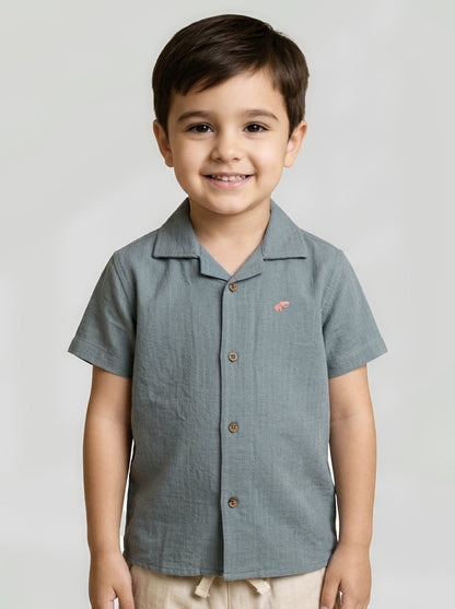 On Vacay Casual Resort Collared Shirt for Boys (Blue)