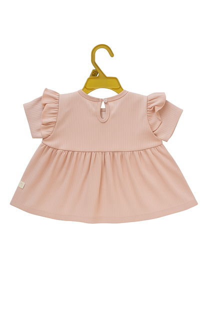 Forest Fawn Organic Rib‑Knit Flutter Top & Shorts Set