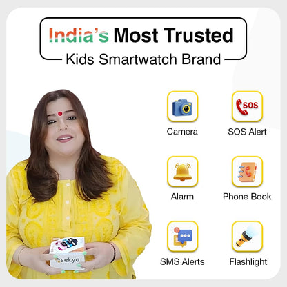 Sekyo S2 Pro Kids Smartwatch with Calling | GPS Location Tracking, SOS Alert, Camera, Safe Zone & Family Chat | 4G/5G SIM Support | App-Controlled | Long Battery Life