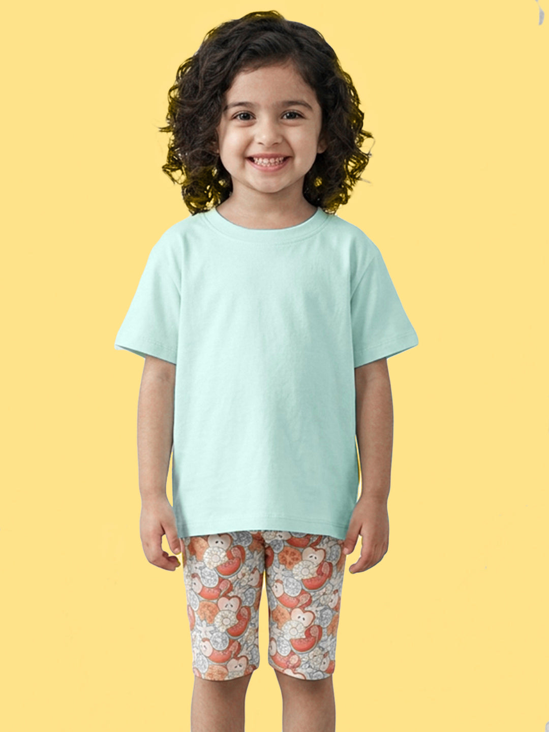 Fruity Fun Tights and Oversized T-shirt Set for Girls (Blue)