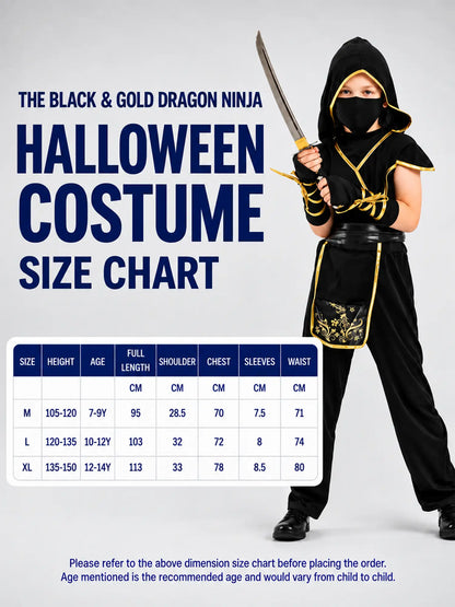 The Black & Gold Dragon Ninja kids' Halloween costume