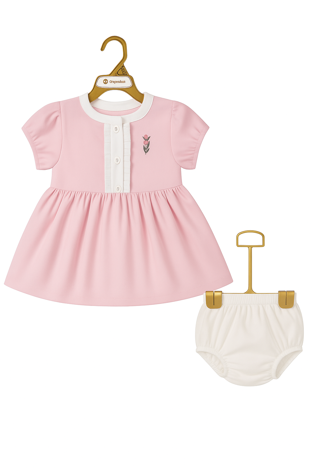 Sprig & Ruffle Pintuck Top & Diaper‑Cover Set