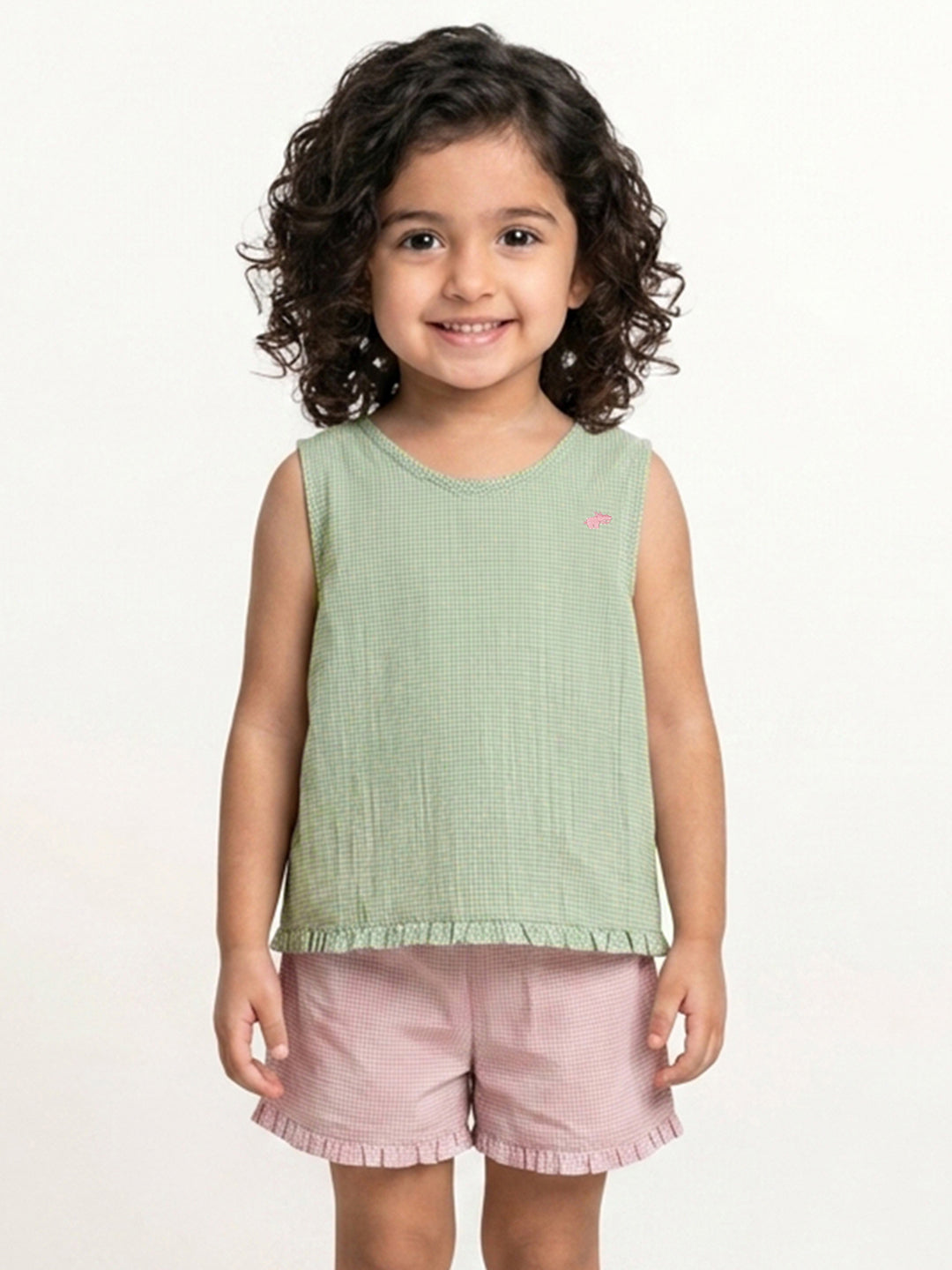 The Check This Out Coord Set for Girls (Pink and Green)