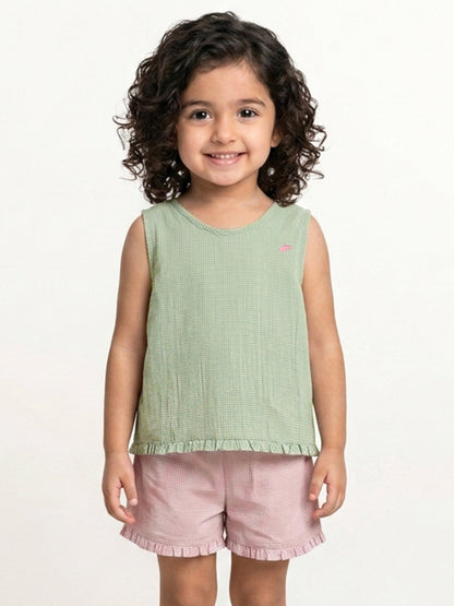 The Check This Out Coord Set for Girls (Pink and Green)