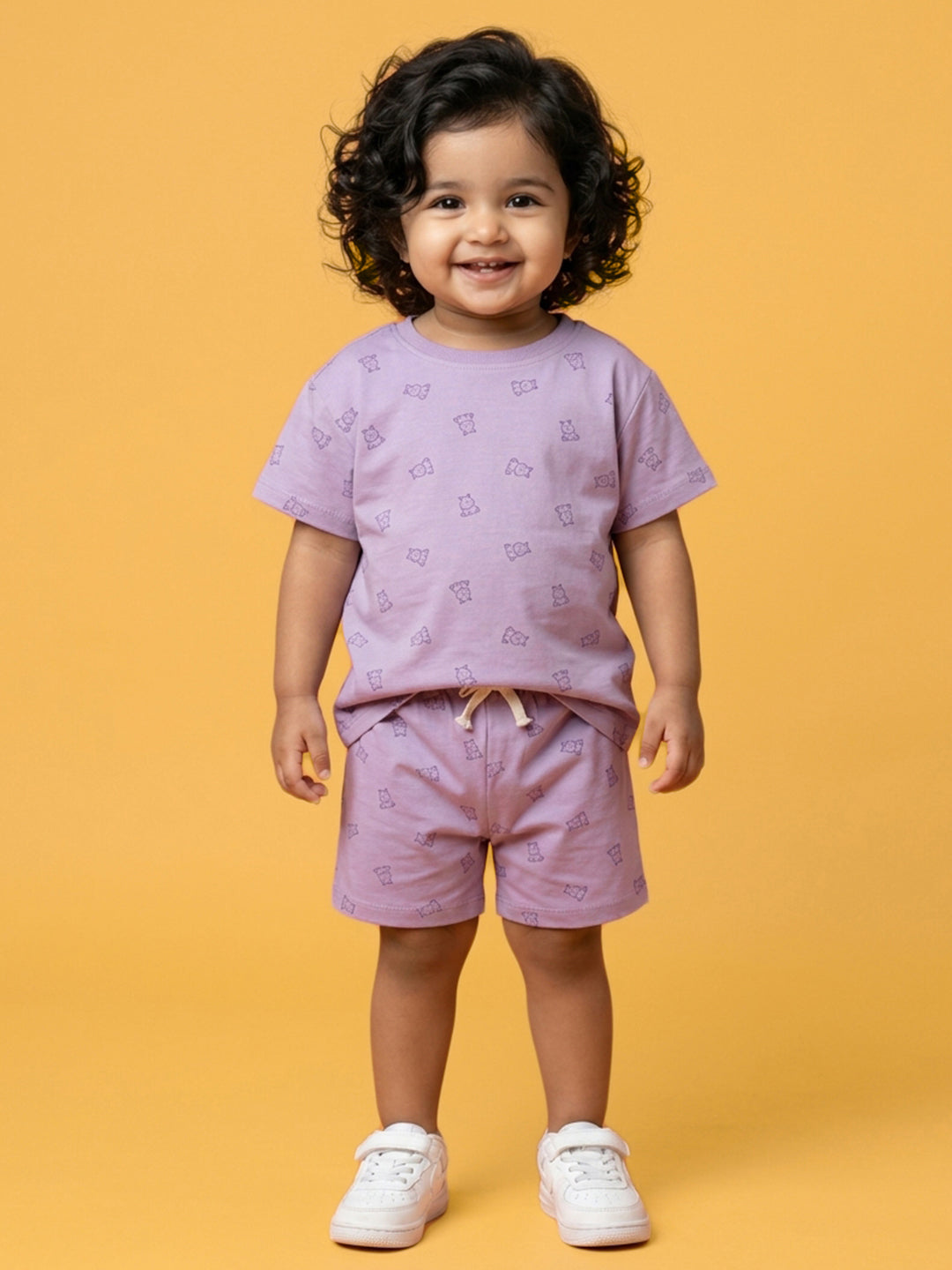 Peach Signature Oversized Coord Set for Kids (Purple)