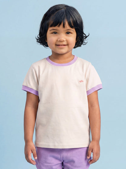 Everyday Basics: Value Pack of 2 100% Cotton T-shirt For Girls (Cream and Orange)