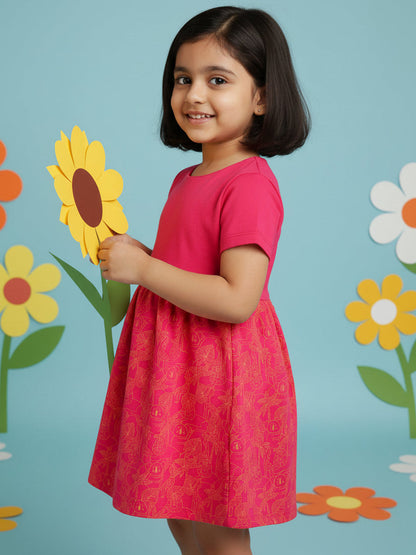 Animal Fun Super Soft Dress for Girls (Fuchsia Pink)