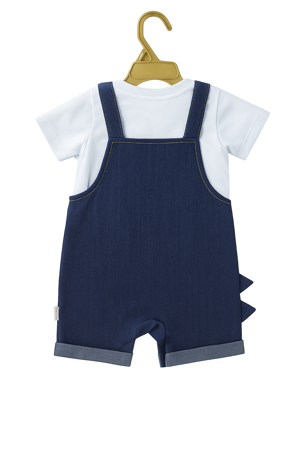 Roar Dino Organic Dungaree & Short Sleeve T-Shirt Set - Blue