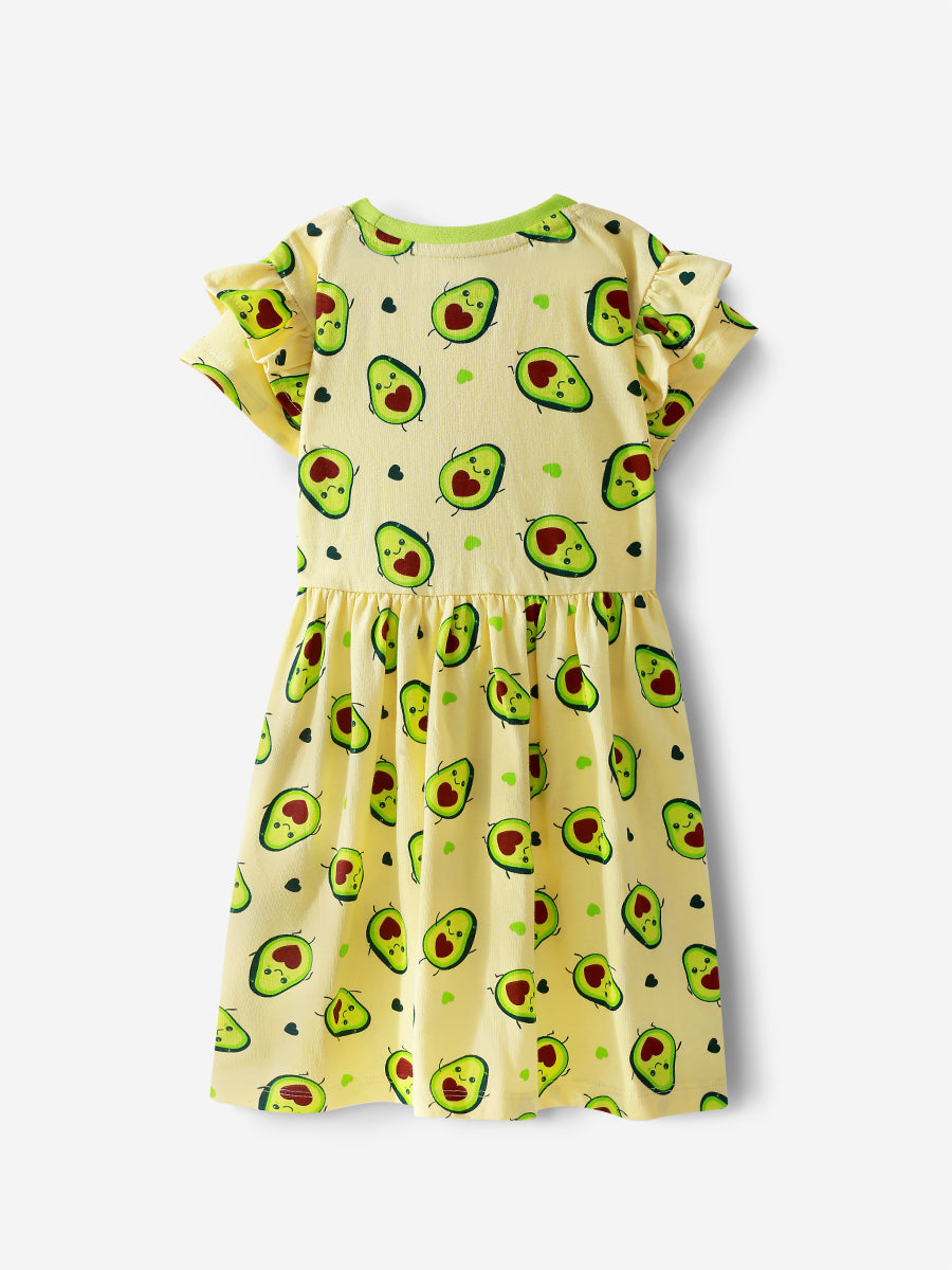 Playful Avo – Premium Ruffle Sleeve Dress
