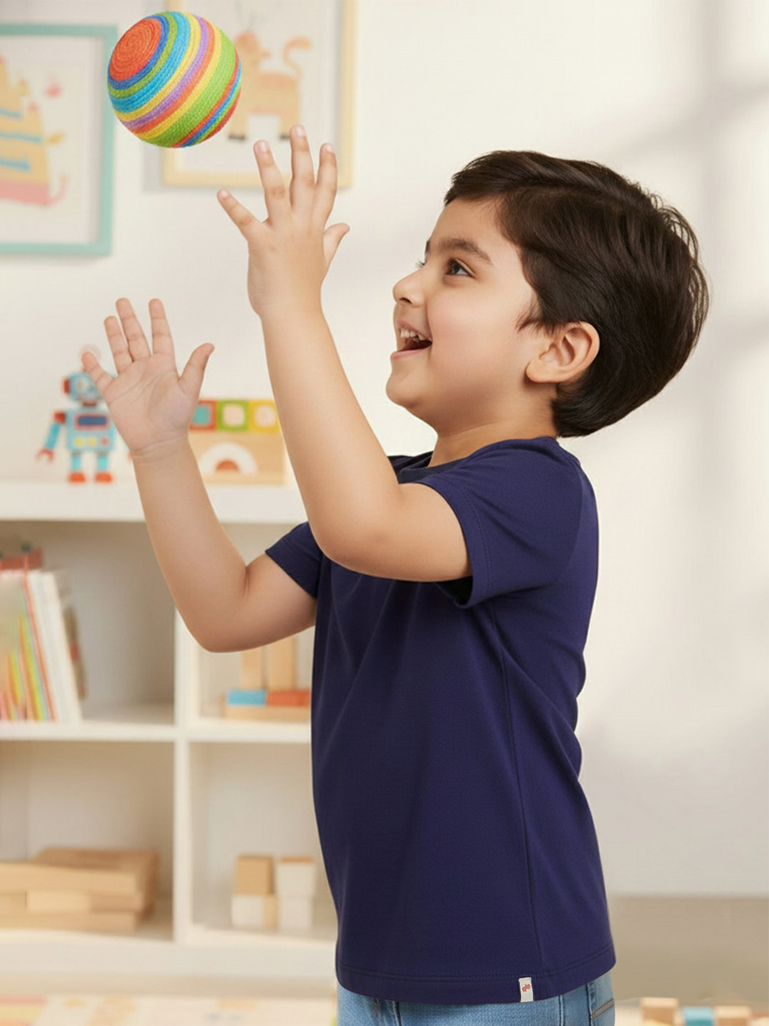 Everyday Basics: 100% Cotton T-shirt For Boys (Navy Blue)