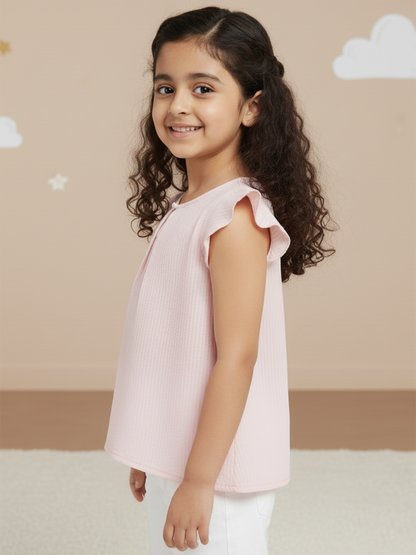 Pastel Hues Cotton Seersucker Top (Pink)