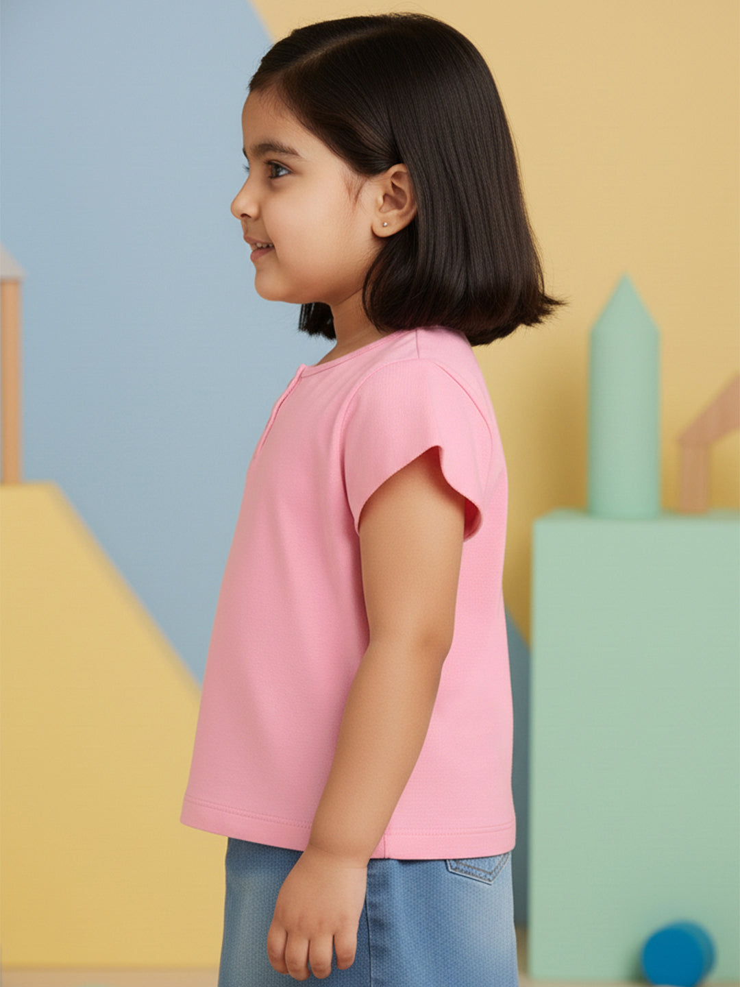Button Up T-shirt in Pink
