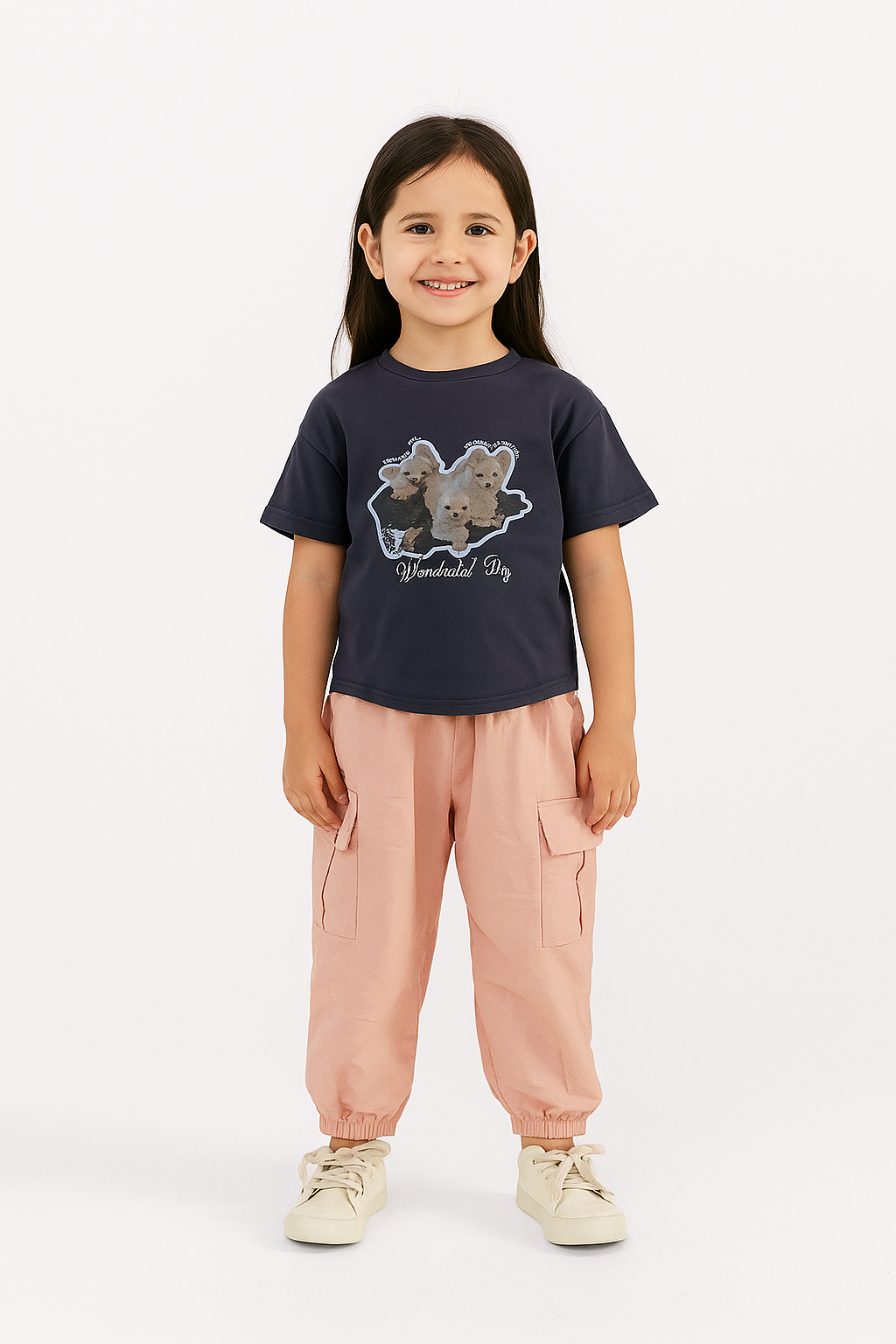 Wanderlust Pups Outfit Combo – Tee & Cargo Jogger Set with Backpack & Bottle