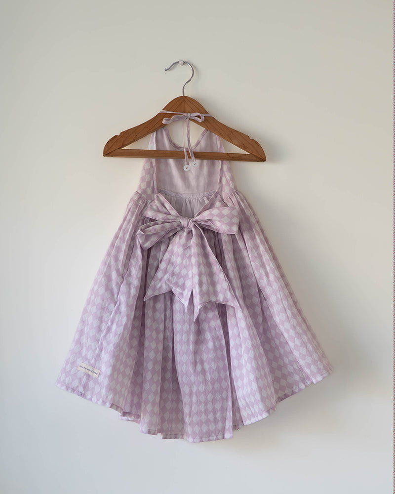 Bloom dress in lilac rhombus