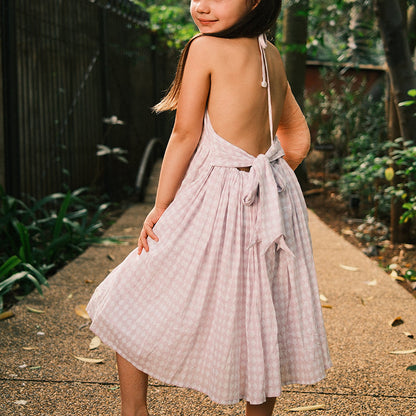Bloom dress in lilac rhombus