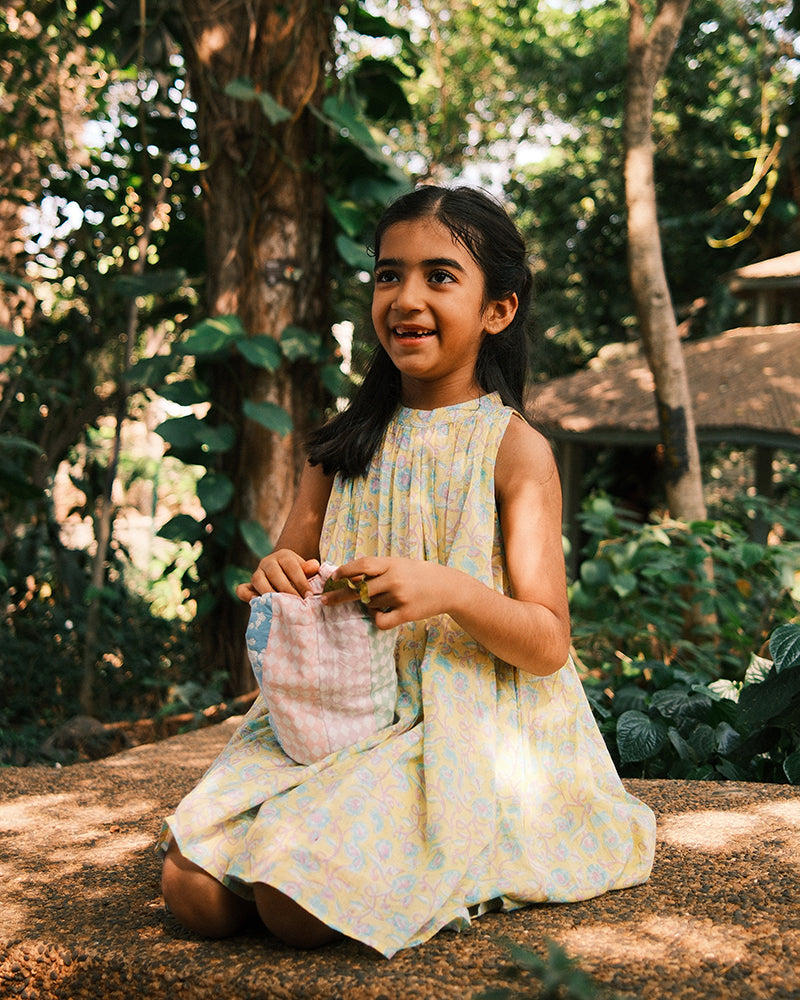 Kin dress in lemon butterfly