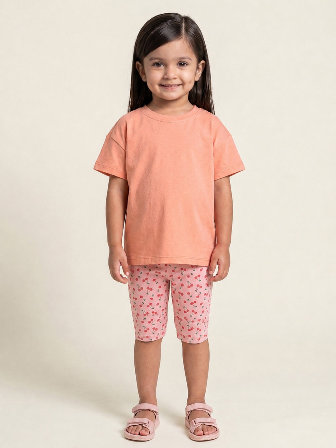 Fruity Fun Tights and Oversized T-shirt Set for Girls (Pink)