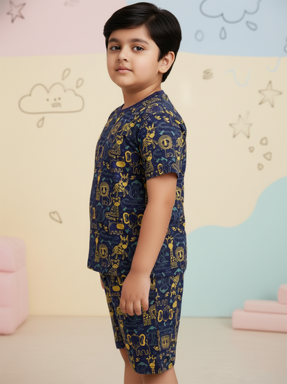 African Safari Coord Set for Boys (Navy Blue)