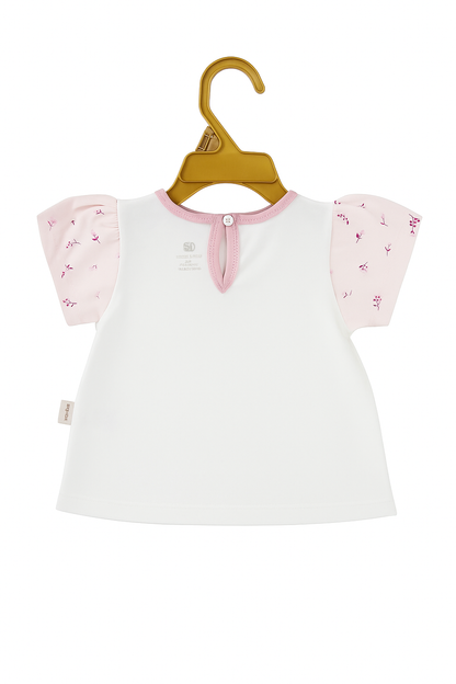 Sweet Princess Swan Organic Ruffle‑Sleeve Tee & Knot‑Hem Pant Set