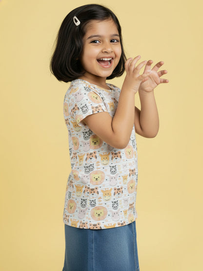 Happy Animals Pure Cotton Comfort T-shirt for Girls