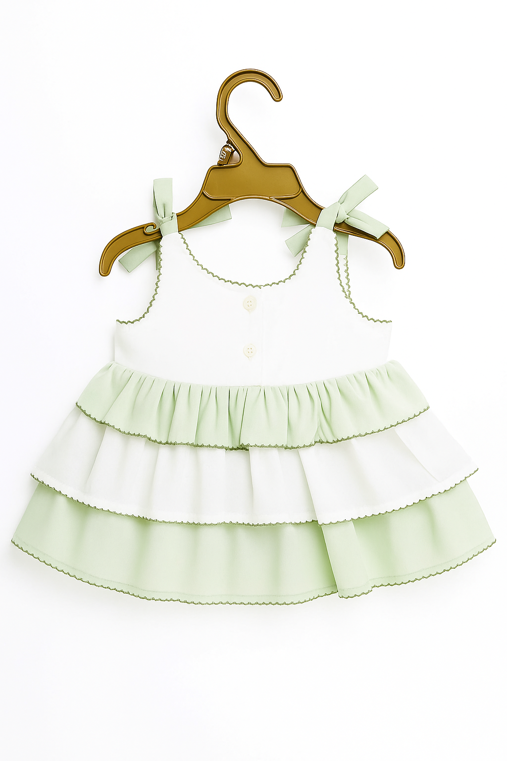 Garden Garland Tie‑Strap Tiered Dress & Diaper‑Cover Set