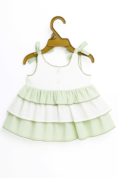 Garden Garland Tie‑Strap Tiered Dress & Diaper‑Cover Set