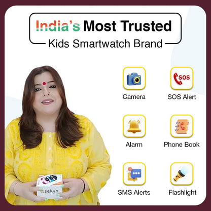 Sekyo S2 Pro Kids Smartwatch with Calling | GPS Location Tracking, SOS Alert, Camera, Safe Zone & Family Chat | 4G/5G SIM Support | App-Controlled | Long Battery Life