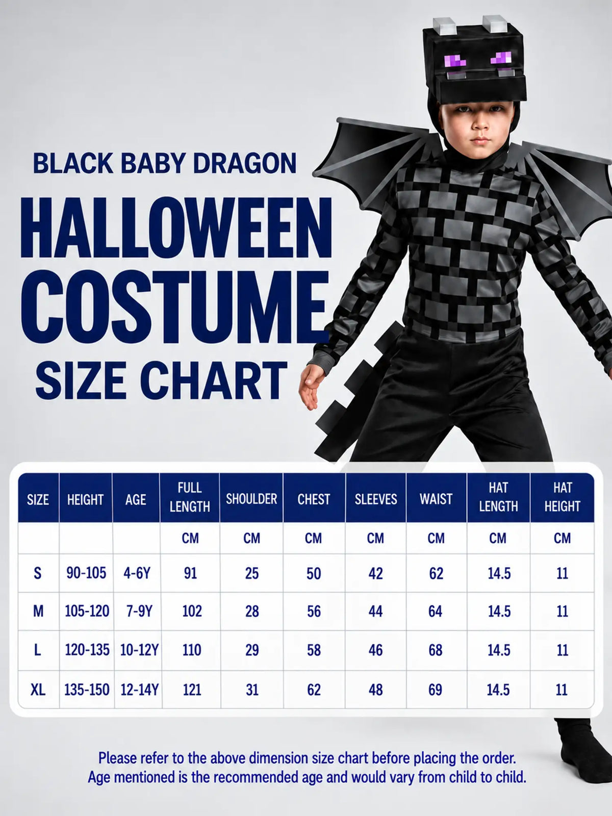 Black Baby Dragon kids' Halloween costume