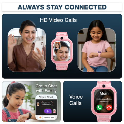 Sekyo Carepal Pro 4G Calling Smartwatch for Kids (Boys & Girls) | Video Call, GPS Tracker, SOS Emergency, Safe Zone Alert, Family Chat | SIM Support | App Control, Habit Coach, Math Games, Pedometer