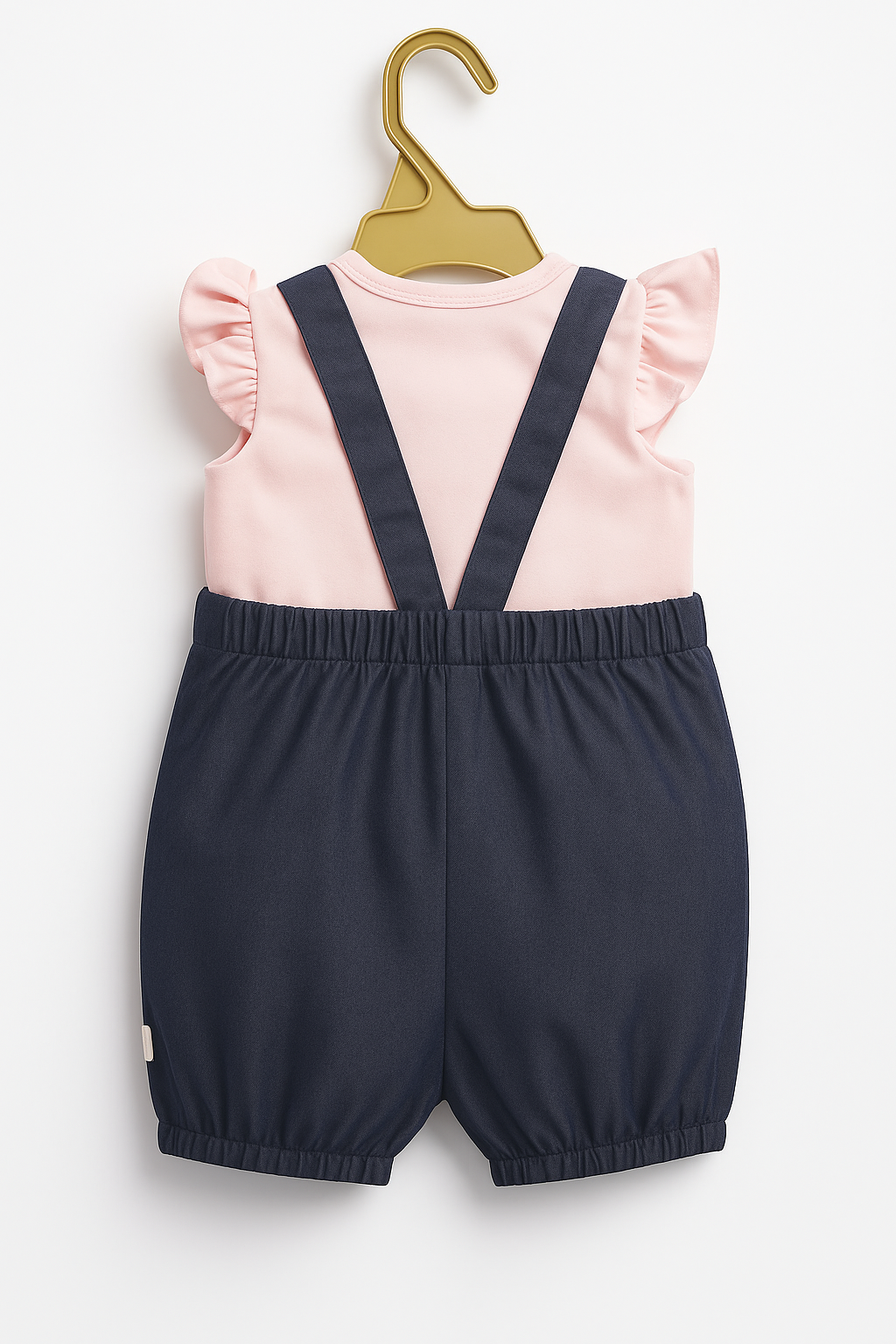 Bow & Heart Organic Denim Shortall & Flutter‑Sleeve Tee Set