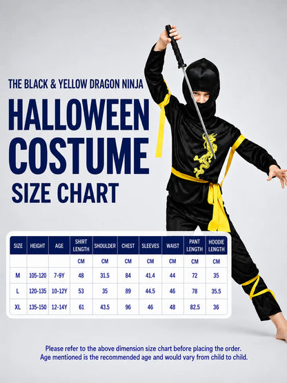 The Black & Yellow Dragon Ninja kids' Halloween costume
