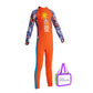 Full Sleeves Kids Swimwear Bright Orange & Blue Sunshine Printed Full Length, UPF 50+ with Free Washbag - Little Surprise Box