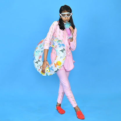 3 pcs Pink ThunderBolt Matching Top,Leggings & Jacket style Swimwear set for Pre teens & Teens - Little Surprise Box3 pcs Pink ThunderBolt Matching Top,Leggings & Jacket style Swimwear set for Pre teens & Teens