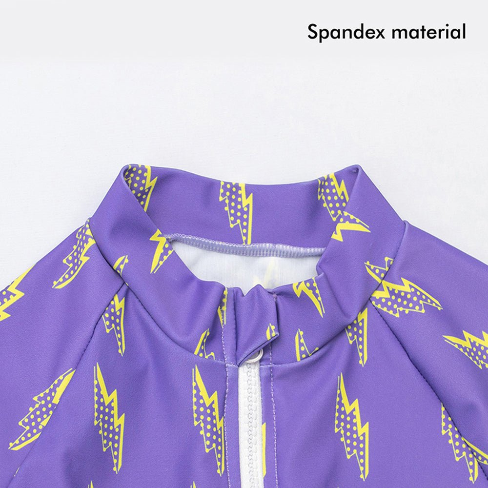 3 pcs Purple ThunderBolt Matching Top,leggings & Jacket style Swimwear set for Pre Teens & Teens - Little Surprise Box3 pcs Purple ThunderBolt Matching Top,leggings & Jacket style Swimwear set for Pre Teens & Teens
